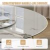 Luxury Round 59" Sintered Stone Dining Table With Stainless Steel Hourglass Base, Scratch & Heat Resistant Surface - Golden / White - Image 7