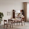 Round Corner Diagonal Leg Telescopic Table For 6 - 8 People To Meet Dining Table - White / Walnut - Image 2