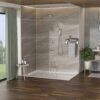 12" Wall Mounted Square Shower System With Waterfall Tub Spout And Rough In Valve - Brushed Nickel - Image 4