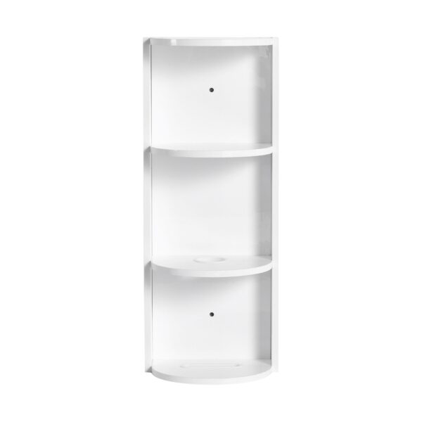 Bathroom Wall Mounted Storage Rack With Float Mounting Design, Durable Plywood - Glossy White