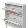 2 Door Shoe Rack, Rattan, Double Layer, Suitable For Living Room, Hallway - White - Image 5