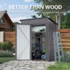 5 X 3 Ft Durable Metal Shed Outdoor Storage Shed With Pitched Roof And Lockable Door - Gray - Image 7