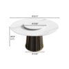 53.15" Modern Artificial Stone Round Panel Metal Iron Base Dining Table, Can Accommodate 6 People-23.62" Artificial Stone Turntable (Not Including Chairs) - White / Black - Image 9