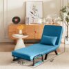 Convertible 5 In 1 Folding Chair Bed With Adjustable Backrest & Pillow Linen For Small Spaces - Blue - Image 15