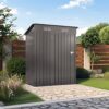 5 X 3 Ft Durable Metal Shed Outdoor Storage Shed With Pitched Roof And Lockable Door - Gray - Image 2
