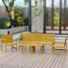 5 Piece Indoor / Outdoor Furniture Set 3 Seater Sofa, 2 Chairs And 2 Coffee Tables, Waterproof And Durable - Brick Yellow - Image 5