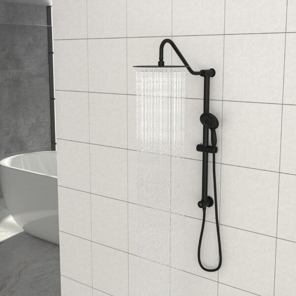 Shower System With 5 Function Rain Hand Shower And Slide Bar Combo - Matte Black