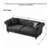 Chesterfield 3 And 2 Seater Sofa Set, High Tech Fabric, Roll Armrest, Upholstered Mid Century Modern Couch - Black - Image 3