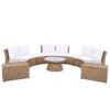10 Piece Outdoor Sectional Half Round Patio Rattan Sofa Set, Wicker Conversation Furniture Set For Free Combination - White - Image 16