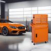 Tool Chest, 5 Drawer Rolling Tool Storage Cabinet With Detachable Top Tool Box, Liner, Universal Lockable Wheels - Orange - Image 2