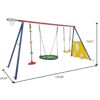 5 In 1 Swing Set With Textilene Swing And Tree Swing Disc Metal Plastic Safe Swing Seat For Outdoor Playground - Blue / Green - Image 3