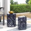 Modern Iron Cut Design End Table (Set of 2) - Navy Blue - Image 2