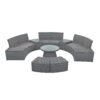10 Piece Outdoor Sectional Half Round Patio Rattan Sofa Set, Wicker Conversation Furniture Set For Free Combination - Light Gray - Image 13