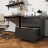 Premium 2 Drawer Metal Lateral File Cabinet With Lock Steel Wide Horizontal Filing Cabinets For Home Office - Black - Image 6