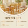 Farmhouse Solid Wood Dining Nook Set For 6, Space Saving High Top Corner Table With Bench & Chairs - Natural / White - Image 5
