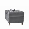 Chesterfield Velvet Upholstery Fabric Sofa With Roll Armrest & Nailhead, 3 And 2 Seater - Gray - Image 10