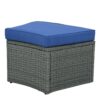 10 Piece Outdoor Sectional Half Round Patio Rattan Sofa Set, Wicker Conversation Furniture Set For Free Combination - Blue - Image 20