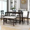 6 Piece Counter Height Dining Table Set With Shelf, 4 Chairs And Bench - Espresso - Image 5