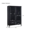 Modern Style Tall Display Cabinet With LED Lighting, Tempered Glass Door, 2 Drawers - Black - Image 3