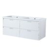 Modern Floating Bathroom Vanity With Dual Resin Sink, Soft Close Drawers - White - Image 14