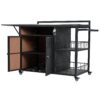 Outdoor Kitchen Island With Storage, Cooking Station, Grill Cart, Foldable Tabletop, And Bottle Opener - Dark Brown - Image 19