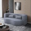 2 In 1 Convertible Sofa Bed, Full Size Folding Loveseat Couch With Soft Teddy Fabric, Floor Sofa Mattress With 2 Pillows, Space Saving Futon For Small Living Room, Dorm - Gray - Image 2