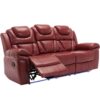 3 Pieces Recliner Sofa Sets Home Theater Seating Manual Recliner Chair With Center Console And Led Light Strip For Living Room - Wind Red - Image 14