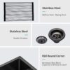 Farmhouse Sink 27" Stainless Steel Apron Front Kitchen Sink - Gunmetal Black - Image 6
