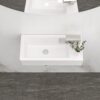 Modern Ceramic Rectangle Wall Mount Bathroom Sink With Single Faucet Hole - White - Image 5