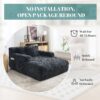 Chenille Interior Lazy Sofa Chaise Lounge Armchair With 3 Pillows And Armrests, Soft Chenille - Black - Image 5