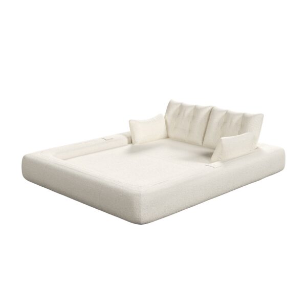 Human Dog Bed, Lazy Sofa Couch, Multifunctional Foldable Sofa Bed, 3 In 1 Teddy Fabric Sleeper Sofa Bed For Living Room Guest Bed, Playroom - Beige