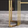 63" Modern Artificial Stone Curved Golden Metal Leg Dining Table, 6 People - Black / Gold - Image 7