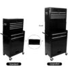 6 Drawer Lockable Tool Cabinet On Wheels Steel Rolling Tool Chest With Detachable Toolbox, 2 In 1 Garage Workshop Storage Organizer With 4 Universal Casters - Black - Image 14