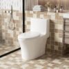 Elegant One Piece Toilet With Tornado Dual Flush, Siphonic S Trap 12", Soft Close Seat, Dual Flush, Ada Height, Glossy - Gloss White - Image 4