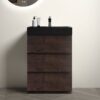 Alice - 24" Bathroom Vanity With Sink, Large Storage Freestanding Bathroom Vanity For Modern Bathroom, One-Piece Sink Basin Without Drain And Faucet - Walnut / Black - Image 2
