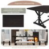 Farmhouse 6 Piece Dining Table Set With Rectangular Wood Table, 4 Upholstered Chairs, Bench - Espresso - Image 5