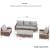 Rattan Terrace Furniture Set, 5 Piece, 7 Seats Cushions, Wooden Armrests, High Footed Design - Gray - Image 3