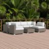 6 Person All Weather Wicker Patio Set With Premium Cushions - Gray Mix - Image 2