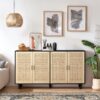 Elegant 4 Door Rattan Decorative Storage Cabinet, Functional And Stylish, 62.20" - Black - Image 2