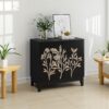 Vintage Carved Buffet Cabinet With Adjustable Shelves, Wooden Decorative Sideboard - Black - Image 12