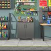 Heavy Duty Metal Garage Storage Cabinet With Wheels Sturdy Tool Storage Solution In Steel - Black - Image 5