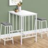 3 Pieces Dining Set, Counter Height, Rectangular, Small, Contemporary & Modern - White - Image 3