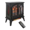 24" 3D Flame Electric Infrared Quartz Fireplace Stove With Remote Control - Antique Black - Image 4