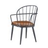 5 Piece Industrial Style Indoor Upholstered Dining Set With Metal Legs - Brown - Image 11