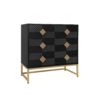 3 Drawer Storage Cabinet, 3 Drawer Modern Dresser, Chest Of Drawers With Decorative Embossed Pattern Door For Entryway, Living Room, Bed Room - Black - Image 22