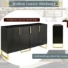 Modern Sideboard With Four Doors, Metal Handles & Legs And Adjustable Shelves Kitchen Cabinet - Black - Image 7