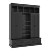Hall Tree With Bench And 5 Storage Cubbies, Modern Entryway Storage Organizer Cabinet With 4 Doors, 5 Drawers And Adjustable Shelves For Hallway, Entryway, Living Room - Black - Image 4