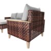 Rattan Terrace Furniture Set, 5 Piece, 7 Seats Cushions, Wooden Armrests, High Footed Design - Gray - Image 9