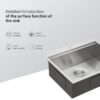 25" Drop In Kitchen Sink Stainless Steel 16 Gauge Workstation Single Bowl - Gray - Image 5