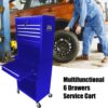 6 Drawer Lockable Tool Cabinet On Wheelsб Steel Rolling Tool Chest With Detachable Toolbox, 2 In 1 Garage Workshop Storage Organizer With 4 Universal Casters - Blue - Image 12